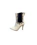 Elegant White Crystal-Embellished Peep-Toe Cutout Stiletto Boots - Pointed Toe, High Heel, Fashionable Mid-Calf Boots_vogvips.com
