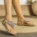 Women's Flat Sandals Bohemian Style Toe Post Slippers Large Size Rhinestone Handmade Shoes Breathable_vogvips.com