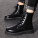 European Warm Series Men's Martin For Autumn And Winter, High-top Work Boots, 2025 New Black British Style, Fleece-lined Leather Boots_vogvips.com