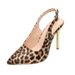 High Sandals For Women 2025 Summer Closed Leopard Print Backless Buckle Thin Heel High-End Large Size Pointed Toe_vogvips.com