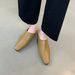 European And American Style Women's Soft Leather Square-toed Wedge Heel Mules, Fashionable For Outdoor Wear, With_vogvips.com