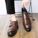 Euro Step New British Style Casual Leather Trendy Monk Business Formal Brogue Carved Men's Shoes_vogvips.com