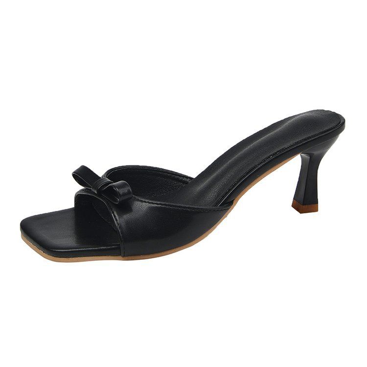 Women's White Kitten Heel Mules - French Square-Toe Dressy Slides For Women (Elegant Open-Toe Summer Sandals)_vogvips.com