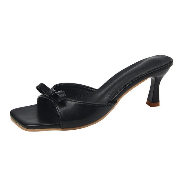 Women's White Kitten Heel Mules - French Square-Toe Dressy Slides For Women (Elegant Open-Toe Summer Sandals)_vogvips.com