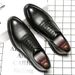 Men's Korean Style Pointed Toe Lace-up Thick-soled Business Formal Casual British Soft Leather Wedding Shoes 3018_vogvips.com