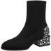 Suede Short Versatile Stretch Sock Boots Shoes For Women 2025 New Korean Style Round Toe Slim Elegant Pearl Rhinestone_vogvips.com