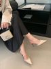 YX2026 New Rhinestone French High Heels Women's Stiletto Pointed Head Shallow Mouth Half Drag One Word With Satin Bag Head Sandals_vogvips.com