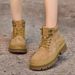 Unisex Genuine Pigskin Work Boots - Chunky Sole Mid-Calf Martin Boots For Men & Women (Yellow, Sizes 35-44)_vogvips.com