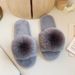 Furry With Pom-Poms, One-Word For Women, Plus Size Indoor Plush Flat Floor Slippers, Open-Toe Cotton Slippers_vogvips.com