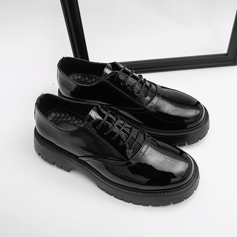 TerraStride Summer Men's Leather British Style Business Formal Casual Trendy Thick Sole Height Increasing Slip-On Wedding Shoes_vogvips.com