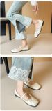 One-word Mary Jane Shoes French Flat-soled Shallow-mouth Single Shoes Women's Head Pleated Ballet Shoes_vogvips.com