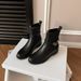 Spot 2025 Autumn And Winter New Inner Height Increase Thick Heel Martin Boots Women's Belt Buckle Black Round Head Lock Chelsea Short_vogvips.com