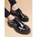 Euro Step Business Formal Patent Leather Shiny Lace-up Height Increasing Thick Sole Brogue Trendy Men's Work Shoes_vogvips.com