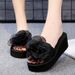 Flash Jiao Handmade Big Burning Flower One-word Drag Non-slip Thick-soled Wear-resistant Middle Heel Summer Women's Seaside Beach Shoes_vogvips.com