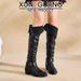 Genuine Leather For Women 2025 New Autumn Winter Fleece-Lined Long Women's Black Slouch Riding Over-the-Knee Boots_vogvips.com