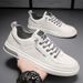 New Winter Casual Leather Korean Style Trendy Versatile Sports Shoes Men's White Sneakers_vogvips.com