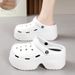 9CM Thick Sandals 2024 New Summer Slippers High Heel Soft Sole Beach Garden Outdoor Waterproof Women's Hole Shoes_vogvips.com
