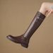 Women's Retro Chunky Heel Knee High Boots Soft PU Leather Riding Boots With Side Zipper For Fall Winter Spring Slimming High Boots Riding Boots_vogvips.com