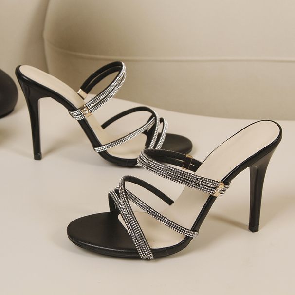 New Summer Large Size High Heel Women's Sandals 100 Open Toe Rhinos A Line Temperament Stiletto Women's Shoes_vogvips.com
