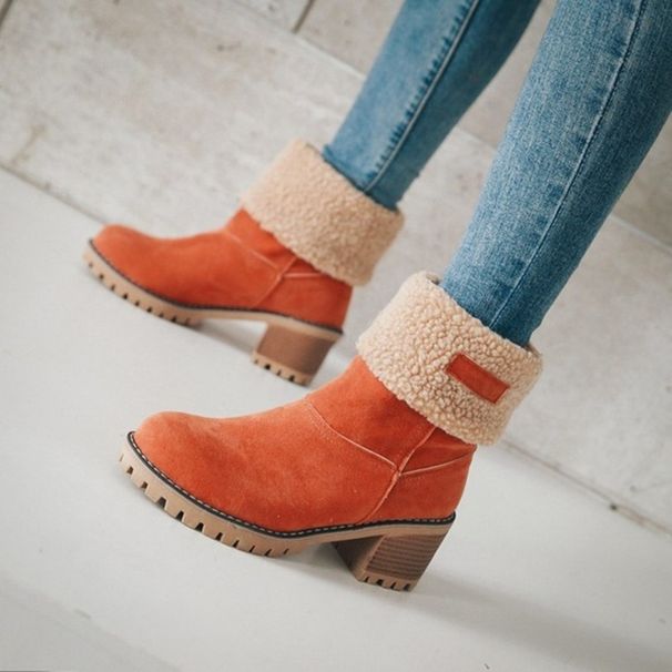 Large Cotton Shoes Autumn/winter Midsole Thick Heel Suede Snow Boots Size 43_vogvips.com