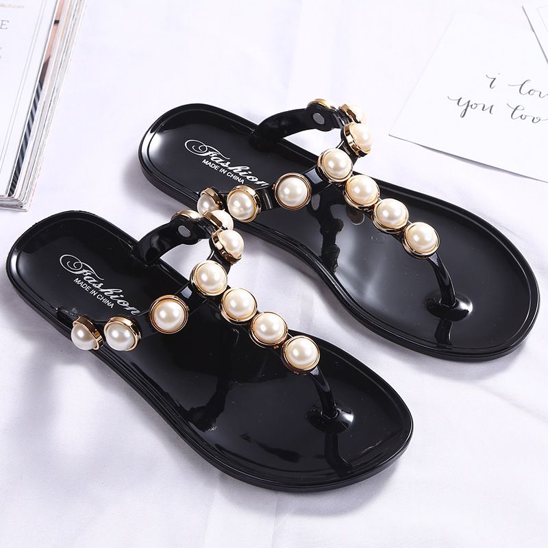 Beach Flip-Flops Social Internet Celebrity Crystal Jelly Thong Sandals For Women Students Korean Fashion Outdoor Summer_vogvips.com