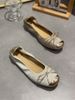 Butterfly Knot Element Women's 2025 Autumn New Item Bow Round Head Shallow Mouth Flat Bottom Ballet Single Shoe Grandma_vogvips.com
