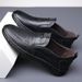 Euro Step Men's Casual Leather Loafers Spring Versatile Comfortable Work Soft Sole Slip-On Lazy Dad Shoes_vogvips.com