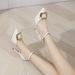 968-8 Ultra-high Slim Heel Pointed Waterproof Platform Square Buckle Patent Leather Hollow Back Strap Women's Singles_vogvips.com