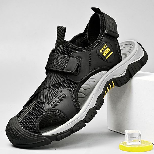Summer Large-Dock Layered Cowhide Casual Shoes Breathable, Non-Slip, Quick-Dry Outdoor Beach Sandals For Men_vogvips.com