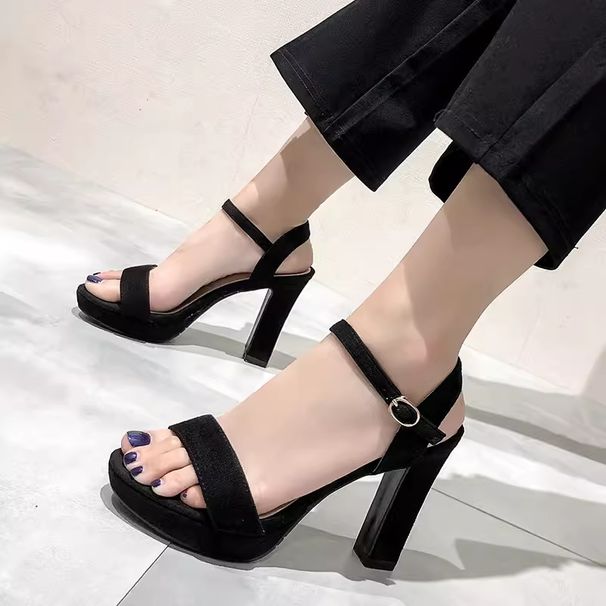 Chunky Heel One-Strap Sandals For Women High Heels Versatile Summer New Women's Shoes_vogvips.com