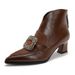 Retro V-neck Chunky Heel Ankle Boots, 2025 Autumn/winter New Model, Genuine Leather With Horsehair, Pointed Toe, Rhinestone Square_vogvips.com