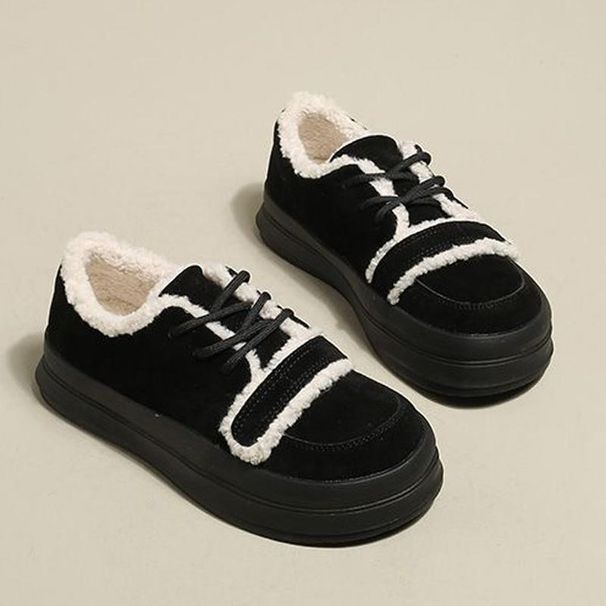 Thick soled hairy women in autumn winter, with added plush and thickened 2024 new winter low cut snow boots for warmth._vogvips.com
