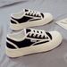 Women's Breathable Canvas Casual Shoes - Lightweight Flat Slip-On Sneakers For Spring & Summer (Black/Beige)"_vogvips.com