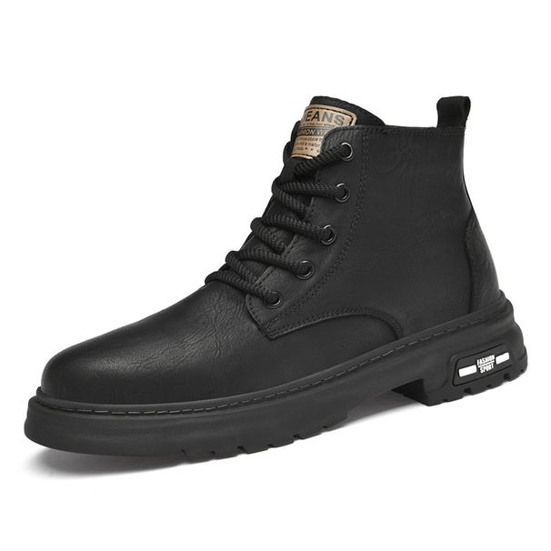 Large Size Velvet Martin Boots Men's High-top Leather Boots Casual Retro Thermal Tooling Locomotive Boots_vogvips.com