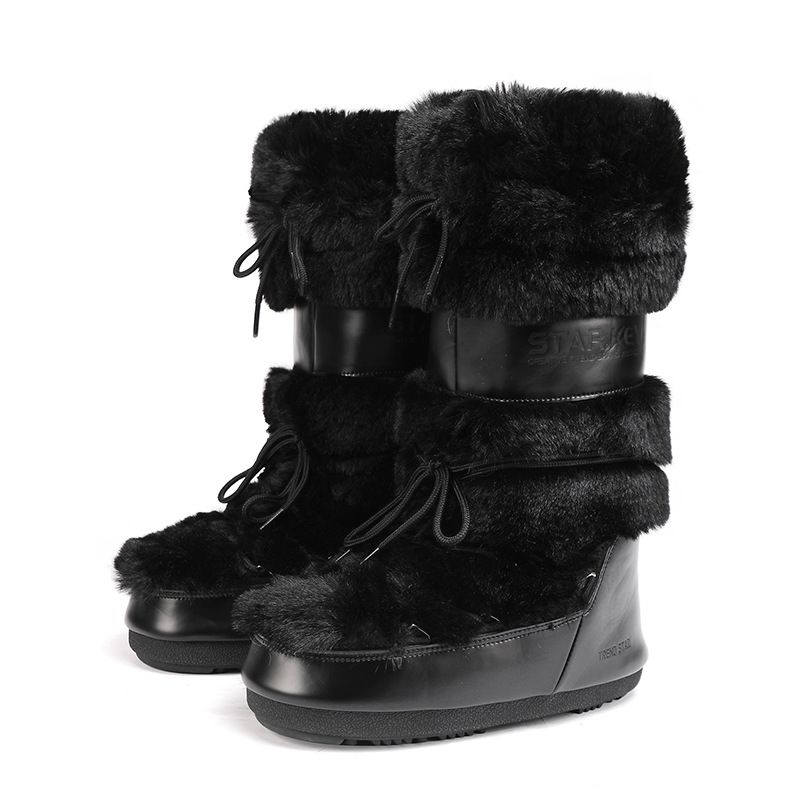 Plush Winter Snow Boots For Women – Waterproof & Non-Slip, Faux Fur Lined (White/Pink/Black/Tan, Sizes 36-43)_vogvips.com