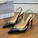 Black Rhinestone Red-soled High-heeled Shoes For Women, Stiletto Heel, 2026 Spring/autumn New Style, Sexy And Elegant_vogvips.com