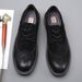 Euro Step Spring And Autumn Brogue Genuine Business Formal Men's Korean Style British Pointed Leather Shoes Trendy_vogvips.com
