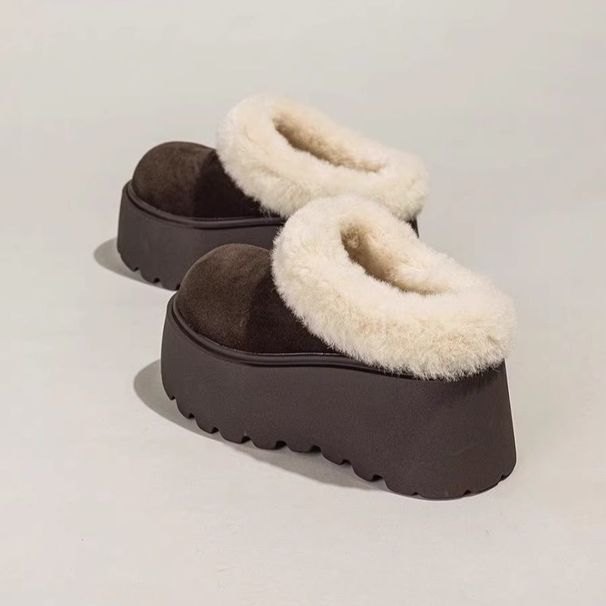 Thick-Soled Height-Increasing Snow Boots Closed-Toe Half Slippers For Women Outdoor Wear 2025 New Winter_vogvips.com