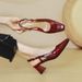 French Style One-Strap High Heels Chunky Heel New Arrival Closed-Toe Sandals For Women Summer Square Toe Mid-Heel Single_vogvips.com