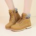 Vintage Style Women's Ankle Boots With Zipper - PU Leather Work Boots For Women - Comfortable Round Toe Casual Shoes (Sizes 36-42, Black/Yellow)_vogvips.com