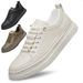 Men's Shoes Men's Casual Shoes Breathable Board Shoes British Leather Shoes Soft Sole White Shoes Men_vogvips.com