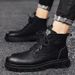 Waterproof Dirt-Resistant Soft Sole Martin Men Autumn 2024 New High-Top Men's British Casual Black Leather Shoes Work_vogvips.com