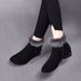 Suede Nubuck Short Round Toe Mid Heel Fleece Lined Autumn Winter Casual Cotton Boots Low Tube Wedge Women_vogvips.com