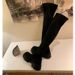 Grape Mom Style Versatile Round Toe Thick Sole Height Increasing Chunky Heel Slimming Suede Long Autumn Winter Women_vogvips.com