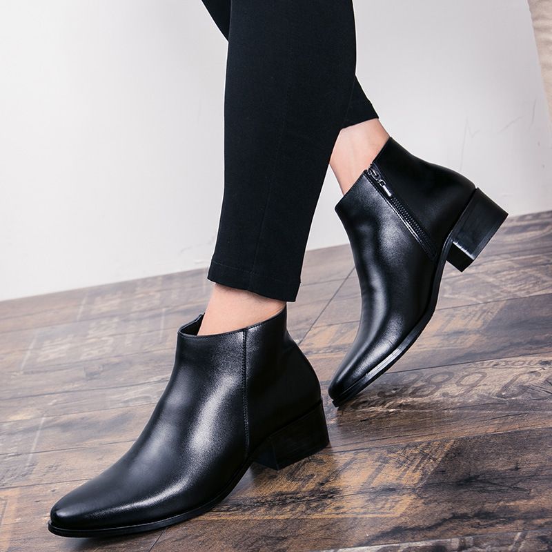 2020 Autumn And Winter New Korean Fashionable Men's High-top Leather Shoes Formal Single-layer Shoes Business Travel Leather Shoes For Men_vogvips.com