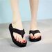 Women's Summer New Style Slippers High Heel Thick Sole Flip-Flops Simple Non-Slip Fashionable Outdoor Beach Vacation_vogvips.com