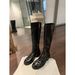 New Washed Fleece-Lined Over-the-Knee Thick-Soled Riding Women, Slimming Round-Toe Chunky Heel High Boots For Autumn And_vogvips.com