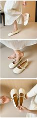 French Silver Flat-soled Single Shoes Women's Summer Pig's Trotters Split-toed Shoes With Skirts Mary Jane Shoes_vogvips.com