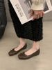 silver Shallow Bowknot Flats 2026 Spring New French Gentle Evening Style Flat Loafers Women's Shoes_vogvips.com