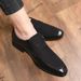Leather Men's European Business Formal Casual Shoes, Frosted Men's British Korean Style, Pointed Oversized Shoes , Style,_vogvips.com